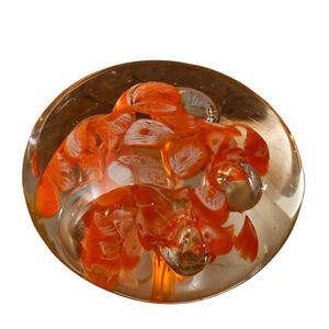Vintage Handblown Bubbled Glass Paperweight Art Decor Display